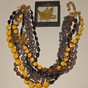 Multicolor Beaded Necklace with Gold Accents